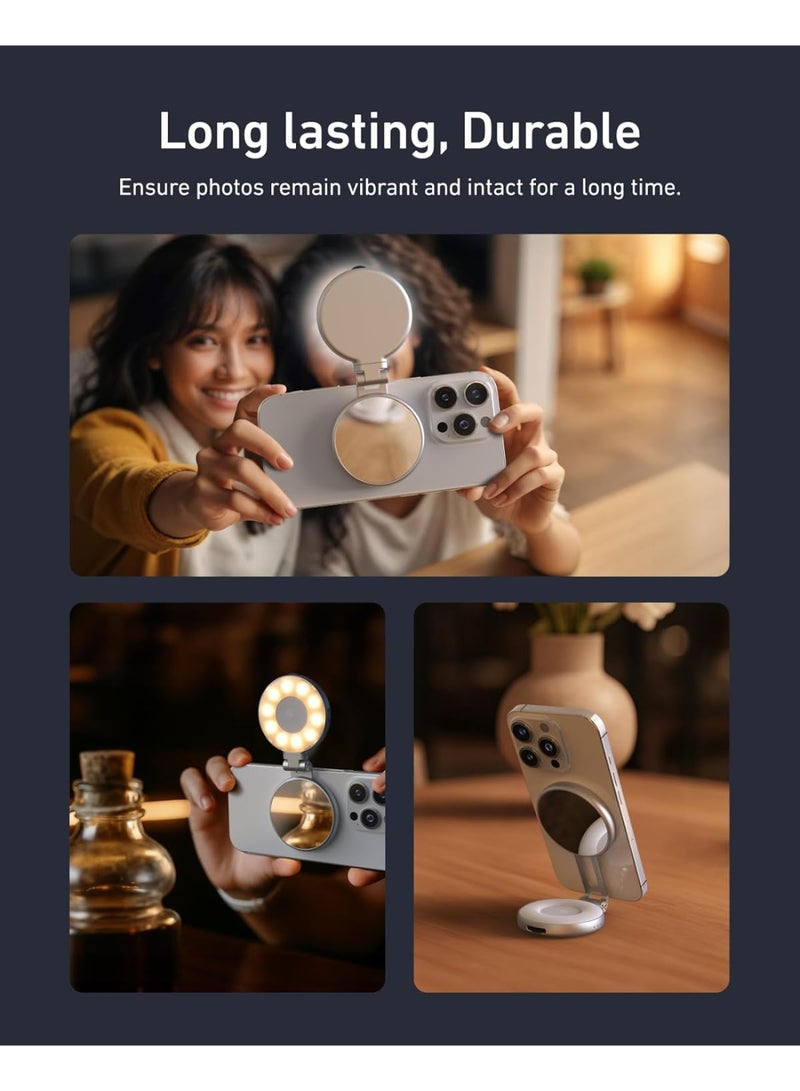 TELESIN C03 Magnetic Phone Beauty Selfie Light Compatible with iPhone Magsafe, CRI97 360° LED Selfie Ring Fill Light with Mirror for Selfies/Photography/TikTok/Zoom Calls/Video Conference - Image 2